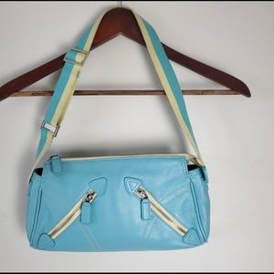 90s Danier blue leather shoulder bag